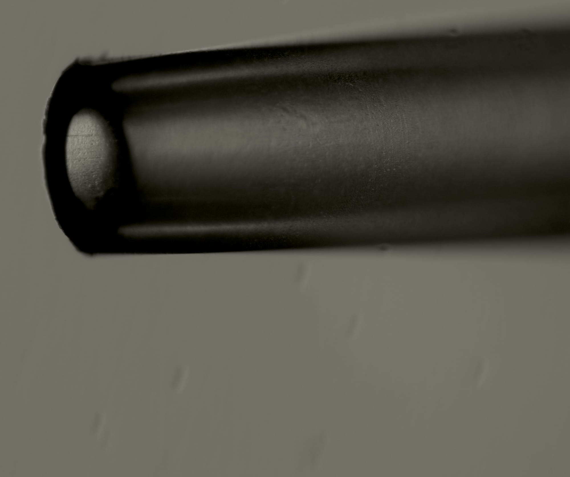 A pipette tip viewed under the microscope