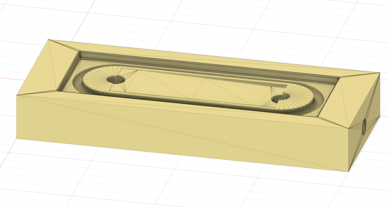 CAD rendering of the Staircase Cell with an oval channel and two ports